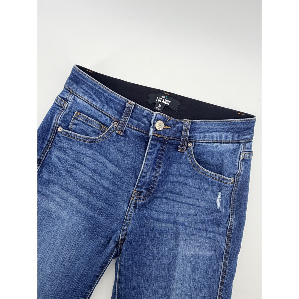 LuLaRoe Skinny Jeans 24 Blue Distressed Stretch Denim Mid Rise Casual